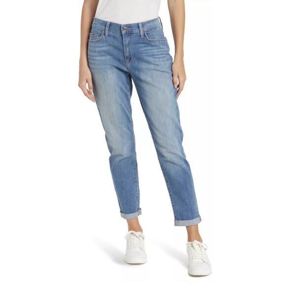 Hudson Natalie Mid-Rise Slim Boyfriend Jean 30 Medium Wash Cuffed Crop Stretch - Picture 3 of 15